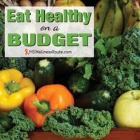 Basket of Fruit and Vegetables with overlay: Eat Healthy on a Budget