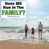 Young family on beach with overlay: Does MS Run In The Family?