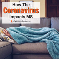 Person sleeping on sofa under blanket with overlay: How the Coronavirus Impacts MS