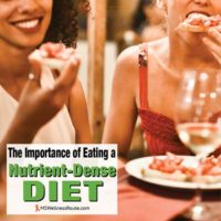 Two young women eating pizza with overlay: The Importance of Eating a Nutrient-Dense Diet
