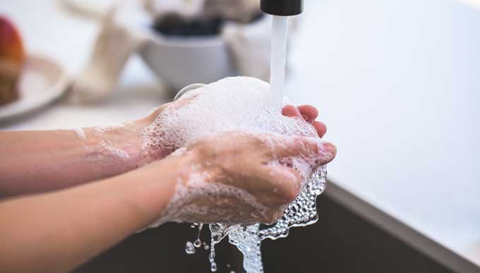 Washing Hands with Soapy Water
