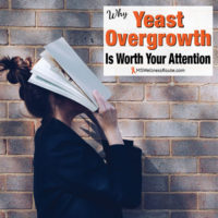 Woman hiding her face under a book with overlay: Why Yeast Overgrowth Is Worth Your Attention