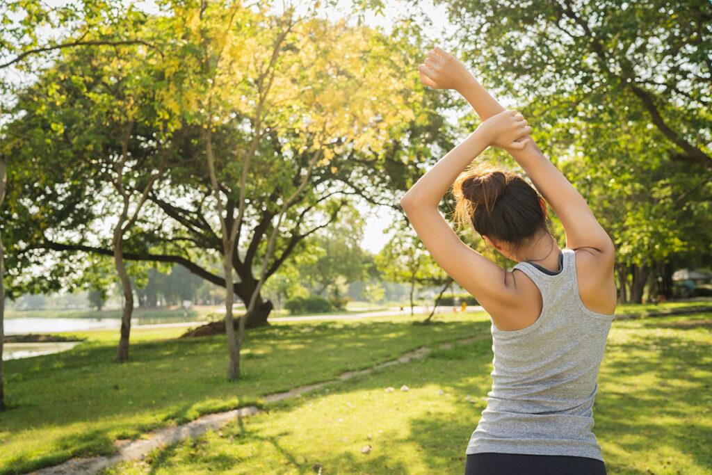 Young healthy woman stretching.