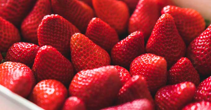 Close-up image of strawberries.